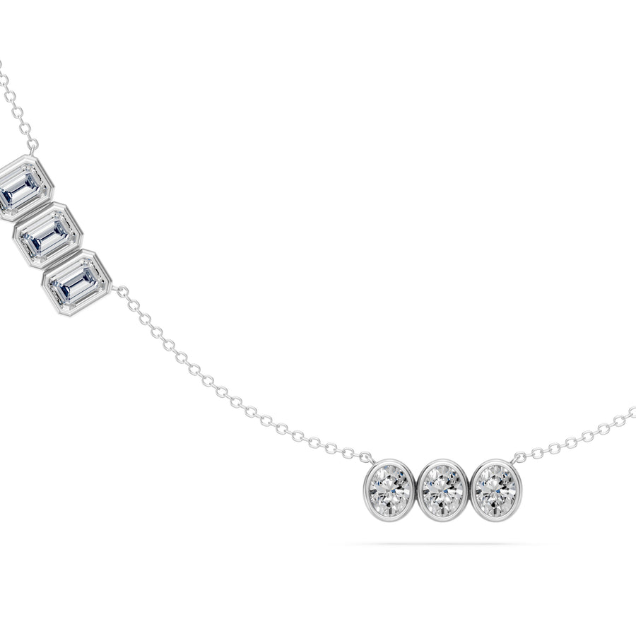 4.55 Ct Emerald Oval Cut Diamond Chain Necklace VS1 D-F White Gold 14k