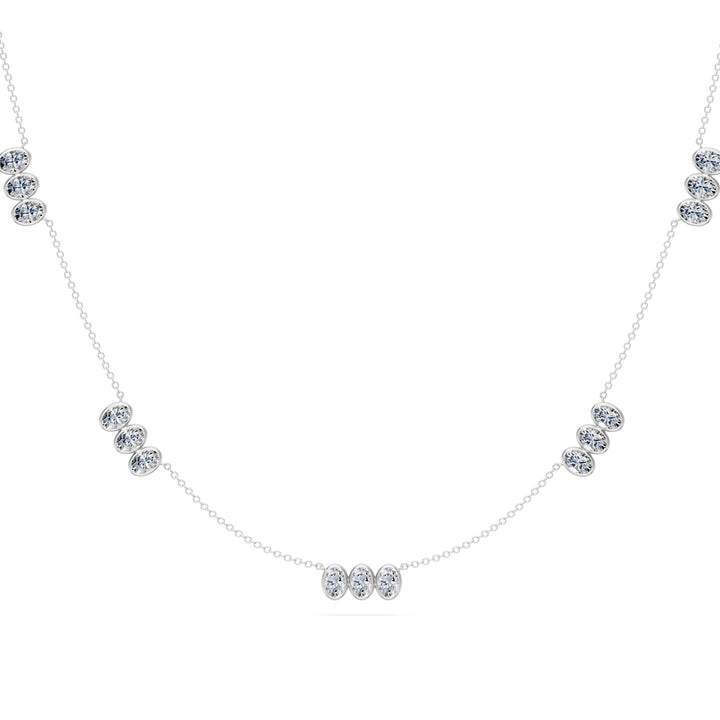 3.4 Ct Oval Cut Diamond Chain Necklace VS1 D-F White Gold 14k — product image