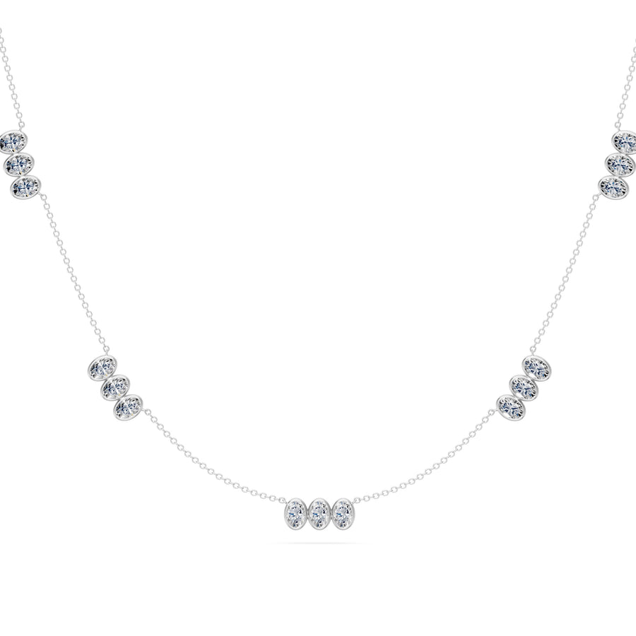 3.4 Ct Oval Cut Diamond Chain Necklace VS1 D-F White Gold 14k