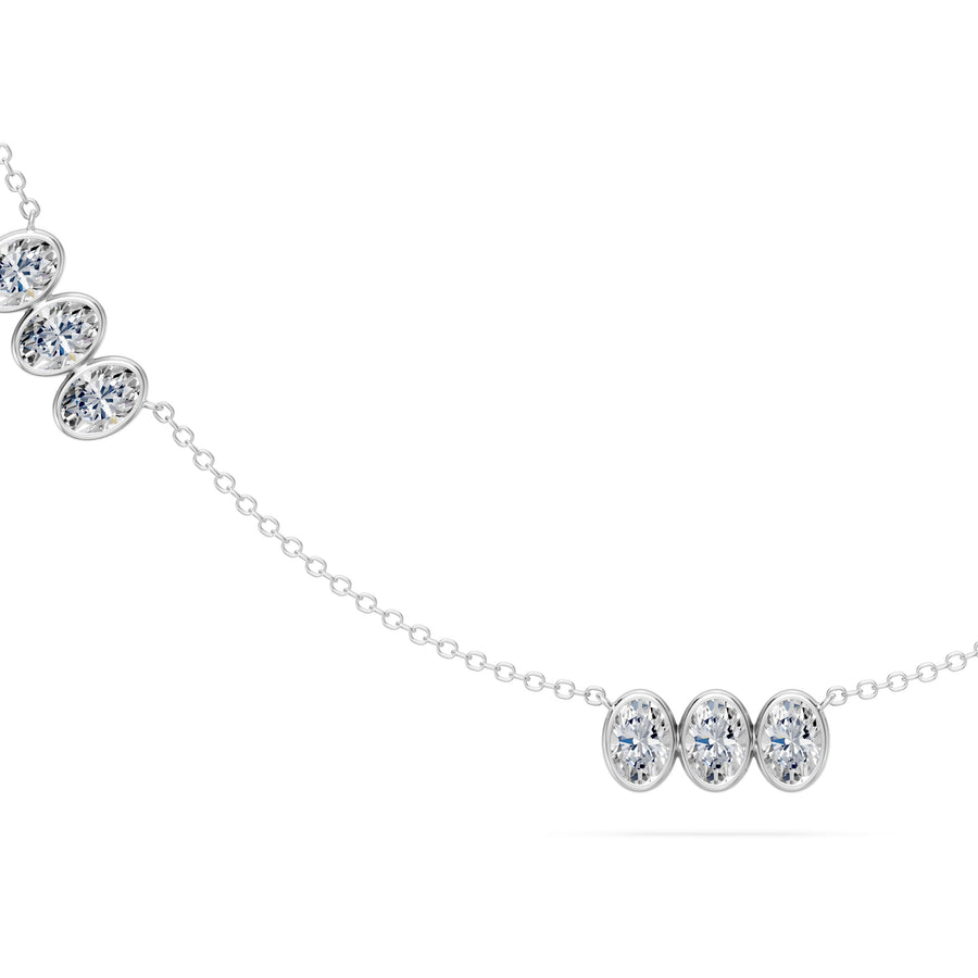 3.4 Ct Oval Cut Diamond Chain Necklace VS1 D-F White Gold 14k