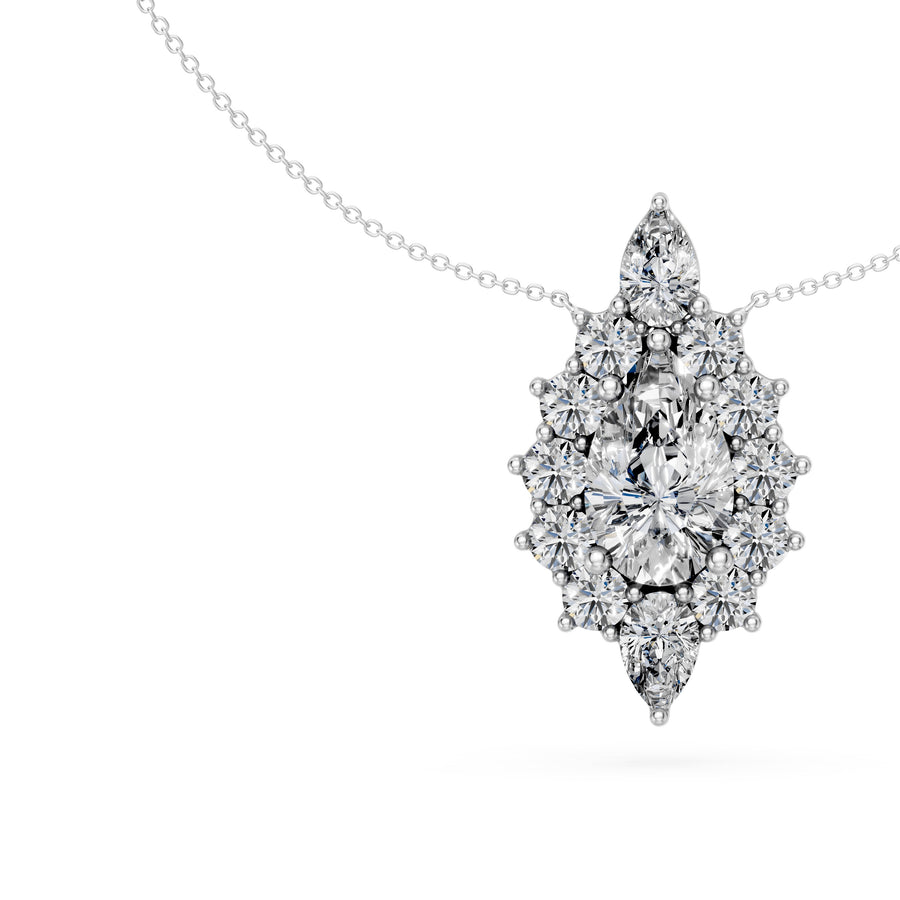 6.8 Ct Pear Round Cut Diamond Pendant Necklace VS1 D-F White Gold 14k