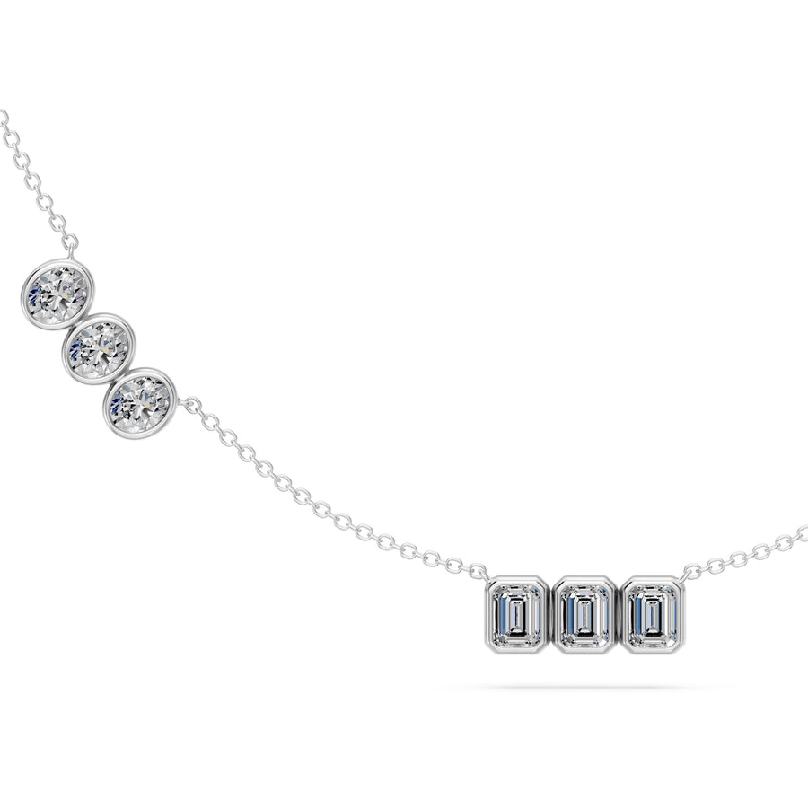 4.45 Ct Emerald Oval Cut Diamond Chain Necklace VS1 D-F White Gold 14k