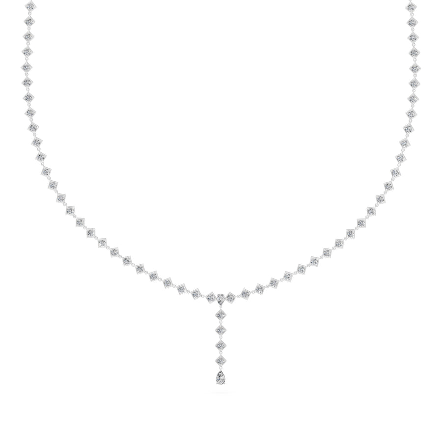 4.75 Ct Pear round Cut Diamond Lariat Necklace VS1 D-F White Gold 14k