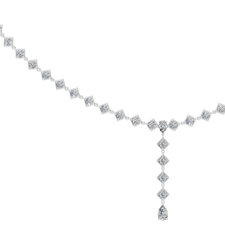 4.75 Ct Pear round Cut Diamond Lariat Necklace VS1 D-F White Gold 14k