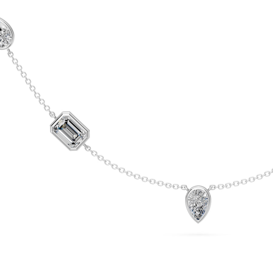3.65 Ct Pear Emerald Oval Cut Diamond Chain Necklace VS1 D-F White Gold 14k