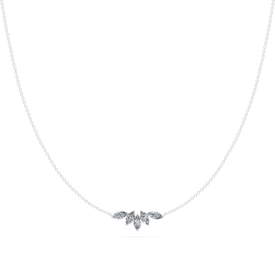 0.5 Ct Marquise Cut Diamond Chain Necklace VS1 D-F White Gold 14k