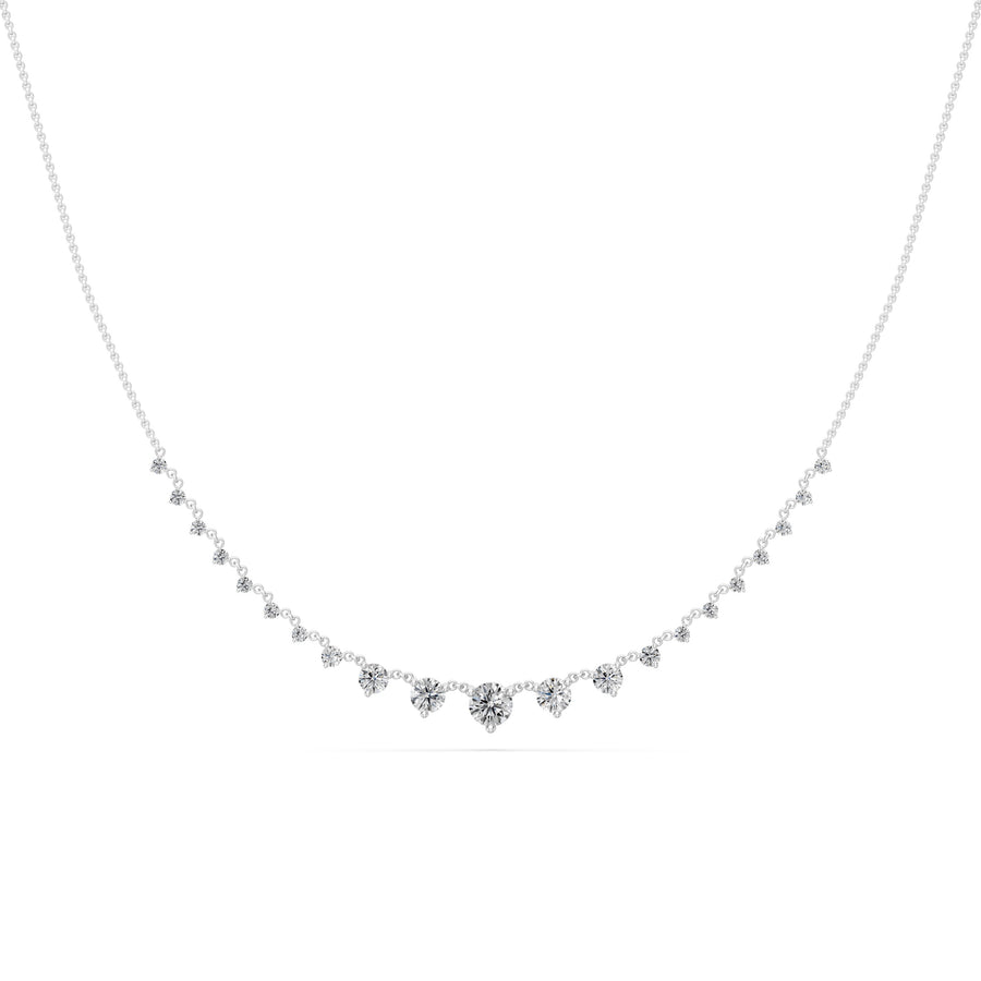 1.1 Ct Round Cut Diamond Chain Necklace VS1 D-F White Gold 14k