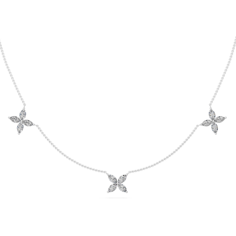 0.9 Ct Marquise Cut Diamond Chain Necklace VS1 D-F White Gold 14k