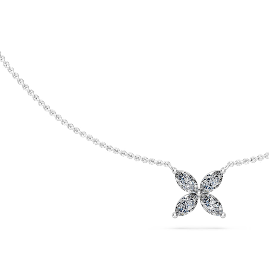 0.9 Ct Marquise Cut Diamond Chain Necklace VS1 D-F White Gold 14k