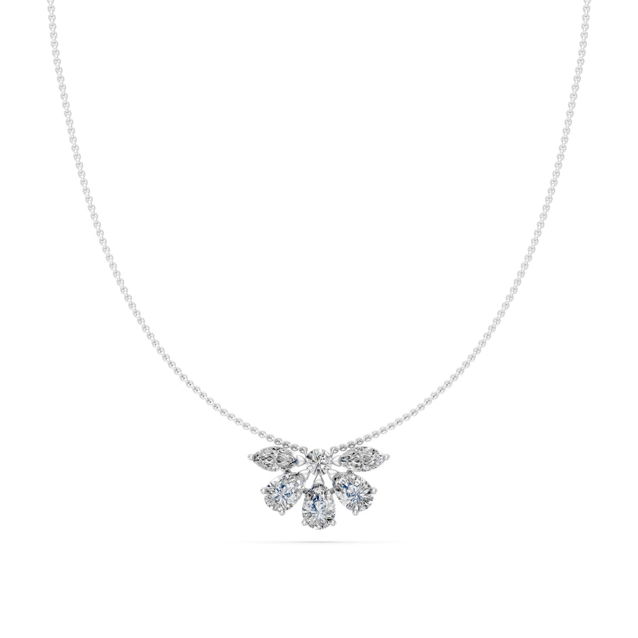 1.5 Ct Round Pear Marquise Cut Diamond Chain Necklace VS1 D-F White Gold 14k