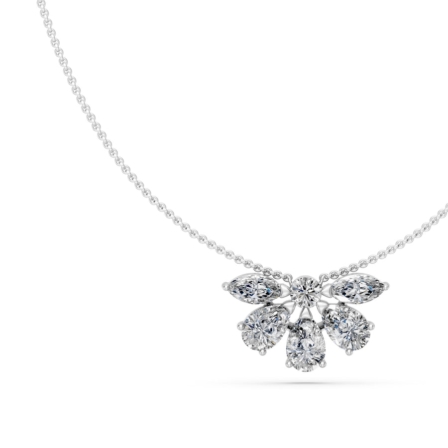 1.5 Ct Round Pear Marquise Cut Diamond Chain Necklace VS1 D-F White Gold 14k