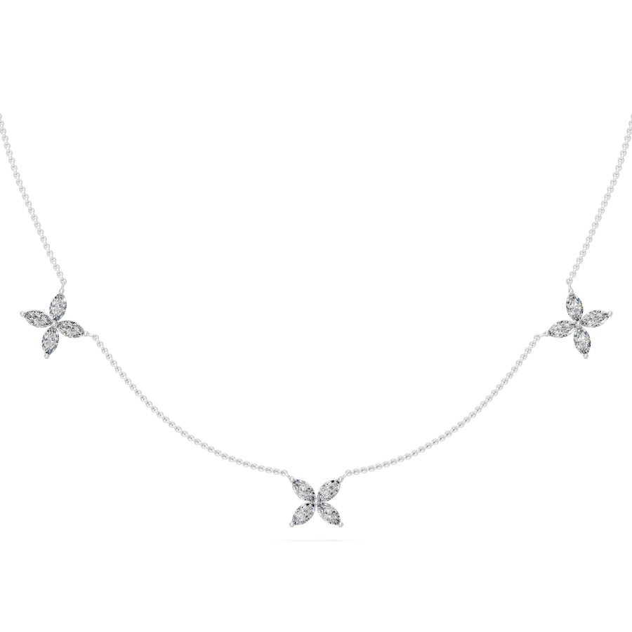 0.85 Ct Marquise Cut Diamond Chain Necklace VS1 D-F White Gold 14k