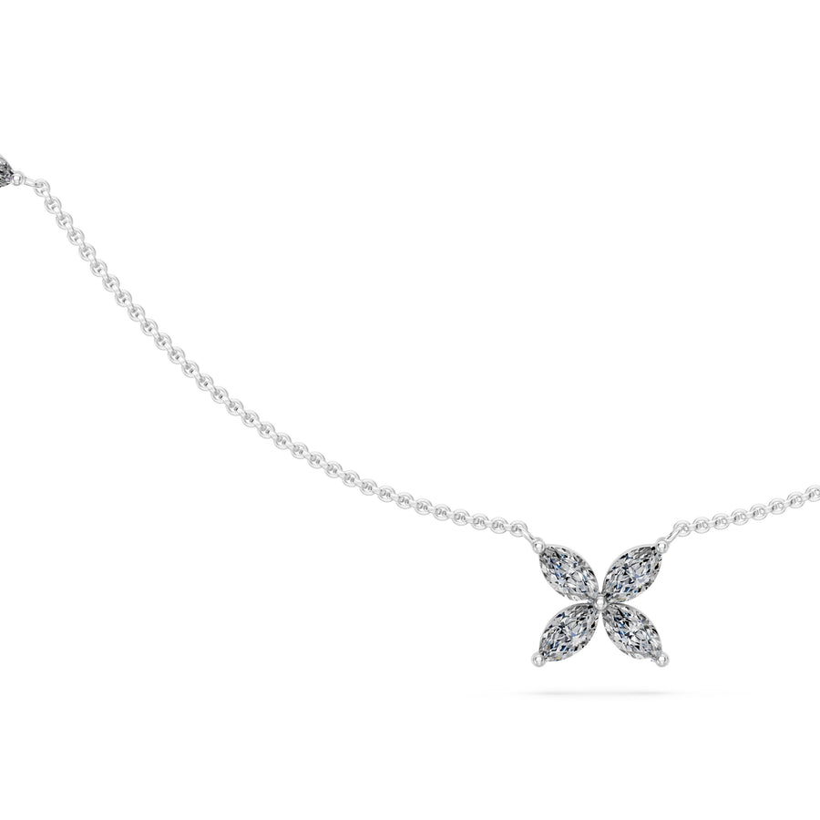 0.85 Ct Marquise Cut Diamond Chain Necklace VS1 D-F White Gold 14k