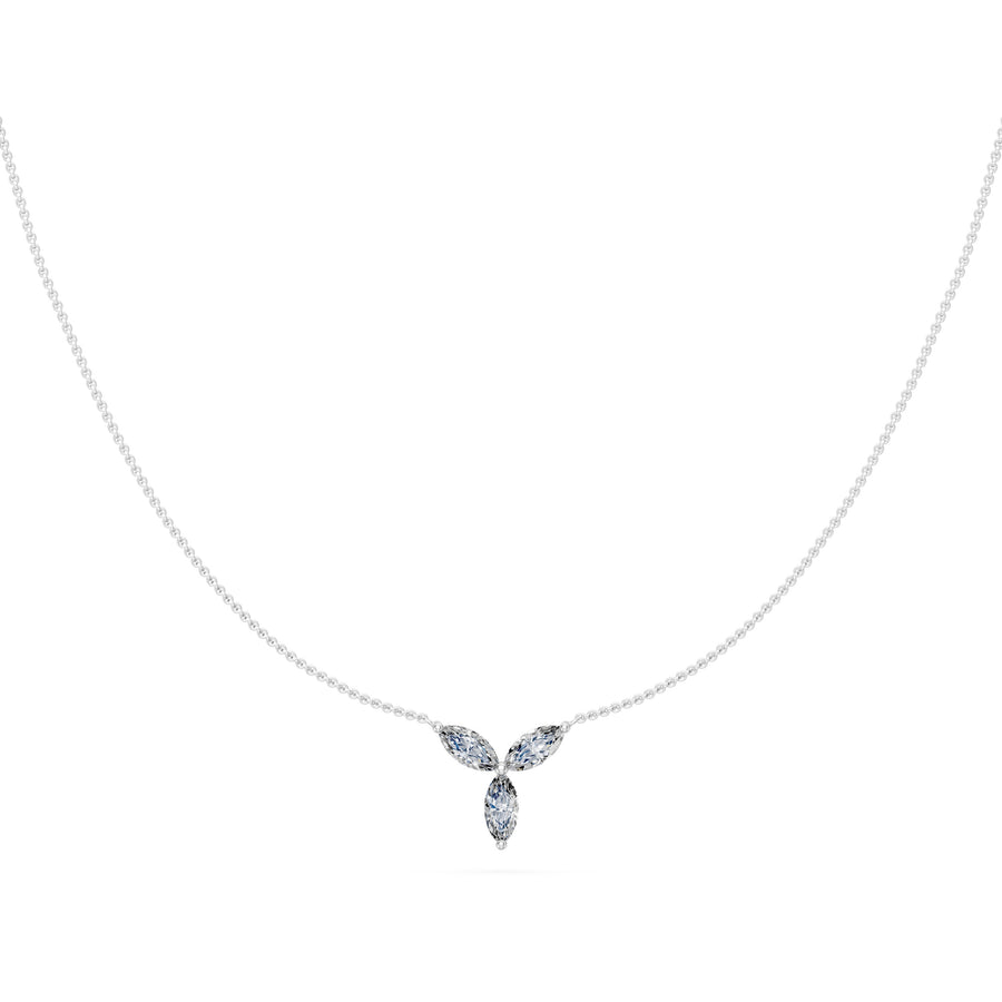 0.64 Ct Marquise Cut Diamond Chain Necklace VS1 D-F White Gold 14k