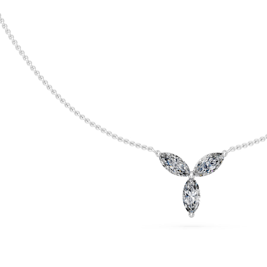 0.64 Ct Marquise Cut Diamond Chain Necklace VS1 D-F White Gold 14k