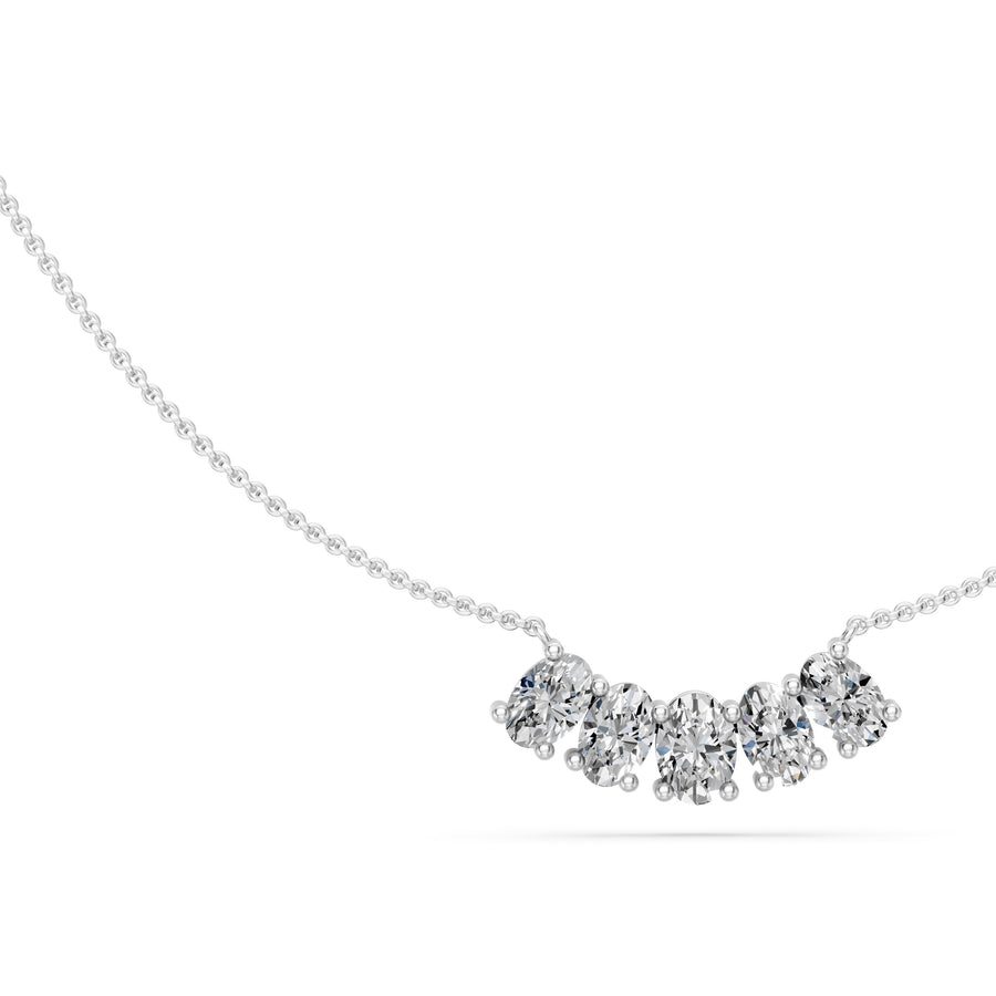 0.9 Ct Oval Cut Diamond Chain Necklace VS1 D-F White Gold 14k