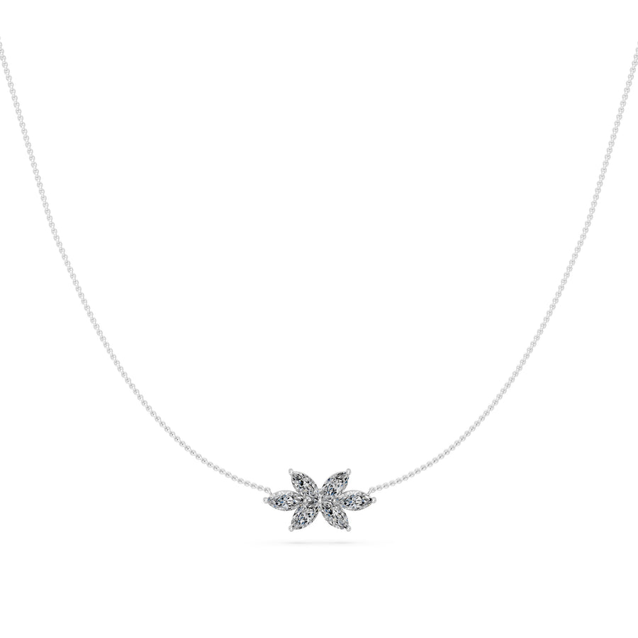 0.85 Ct Marquise Cut Diamond Chain Necklace VS1 D-F White Gold 14k