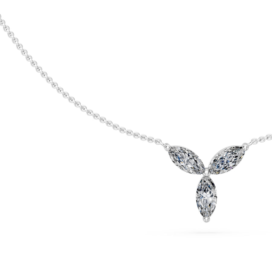 0.65 Ct Marquise Cut Diamond Chain Necklace VS1 D-F White Gold 14k