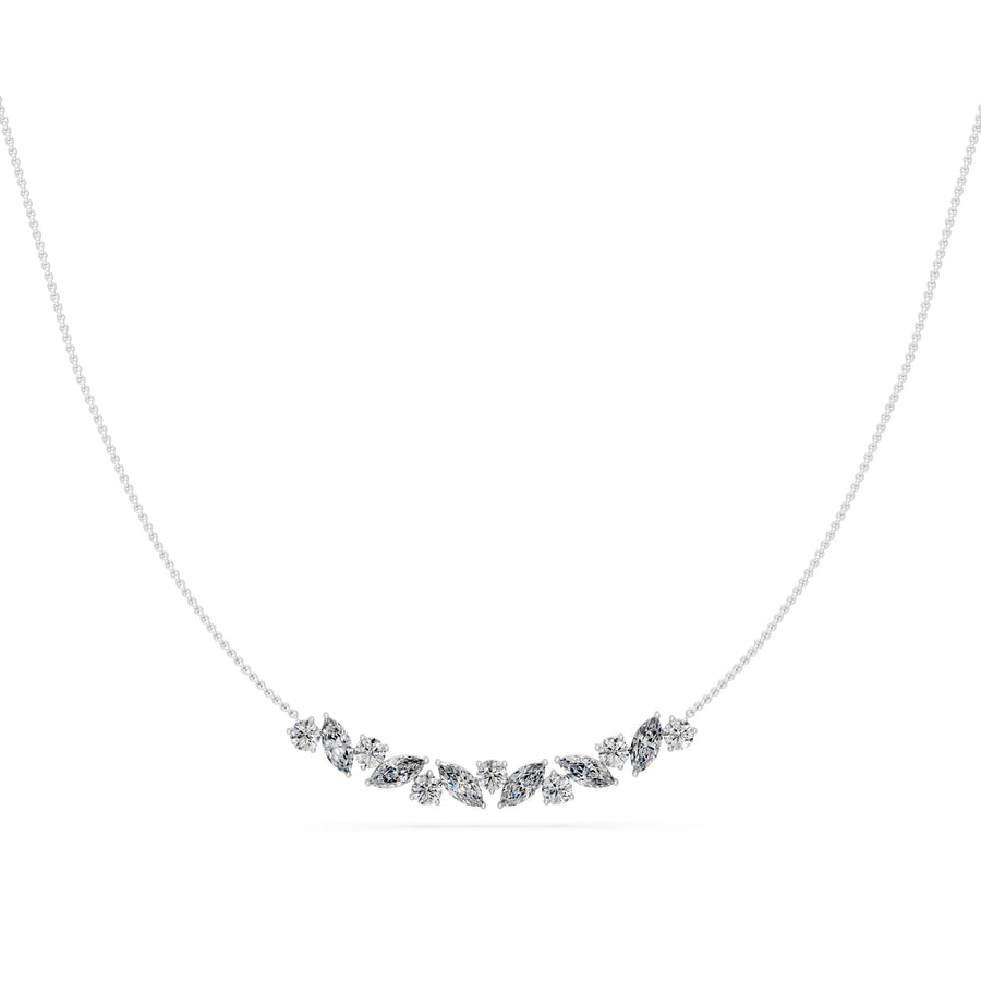 1.75 Ct Round Marquise Cut Diamond Chain Necklace VS1 D-F White Gold 14k