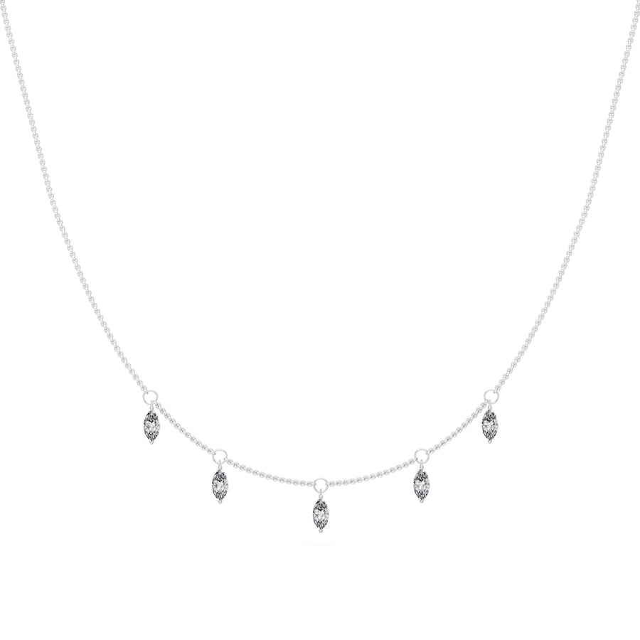 0.5 Ct Marquise Cut Diamond Chain Necklace VS1 D-F White Gold 14k