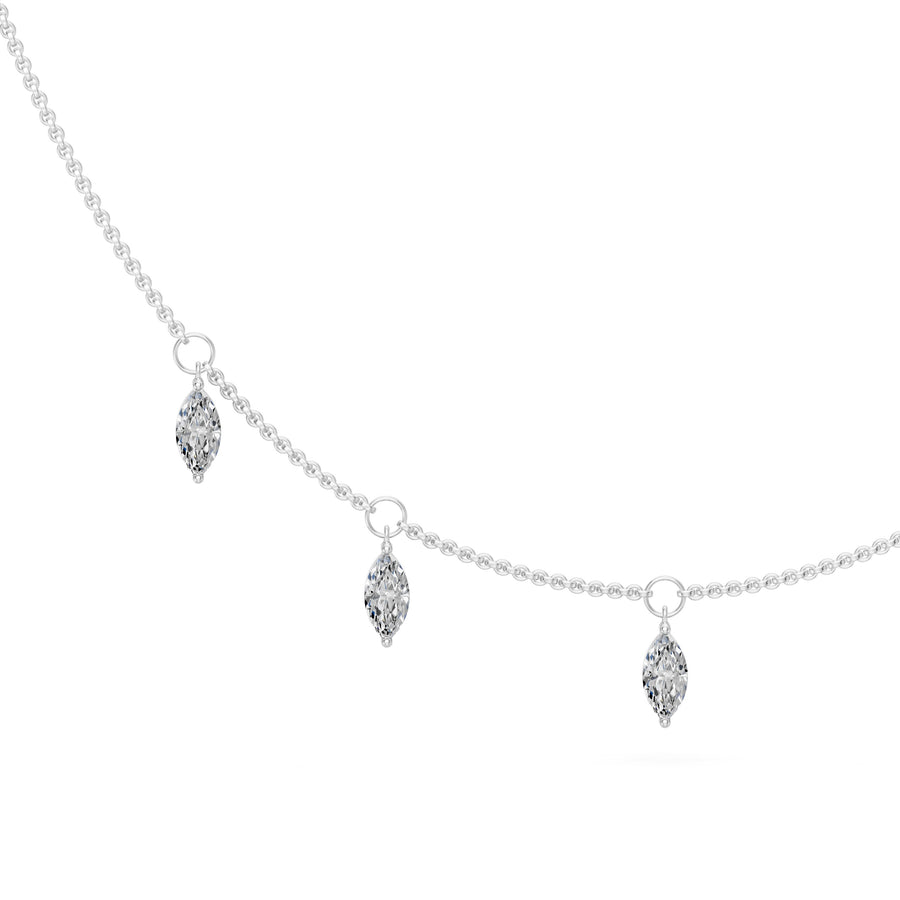 0.5 Ct Marquise Cut Diamond Chain Necklace VS1 D-F White Gold 14k