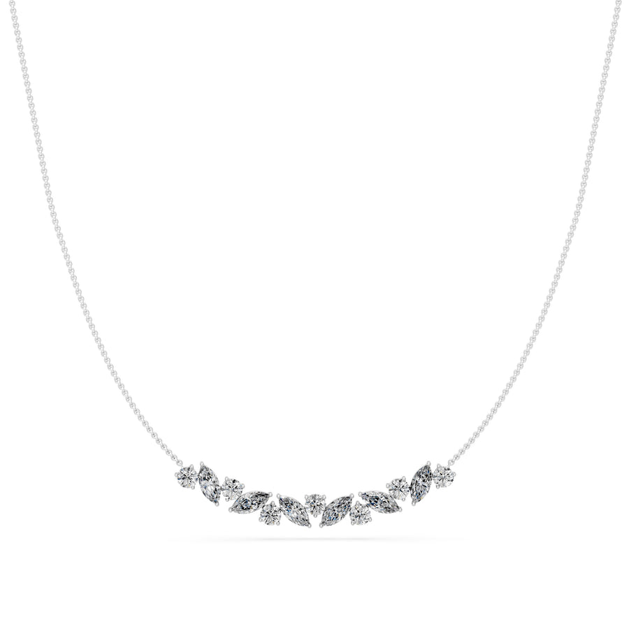 1.75 Ct Round Marquise Cut Diamond Chain Necklace VS1 D-F White Gold 14k