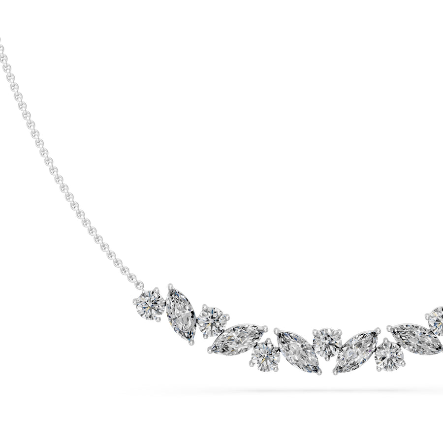 1.75 Ct Round Marquise Cut Diamond Chain Necklace VS1 D-F White Gold 14k