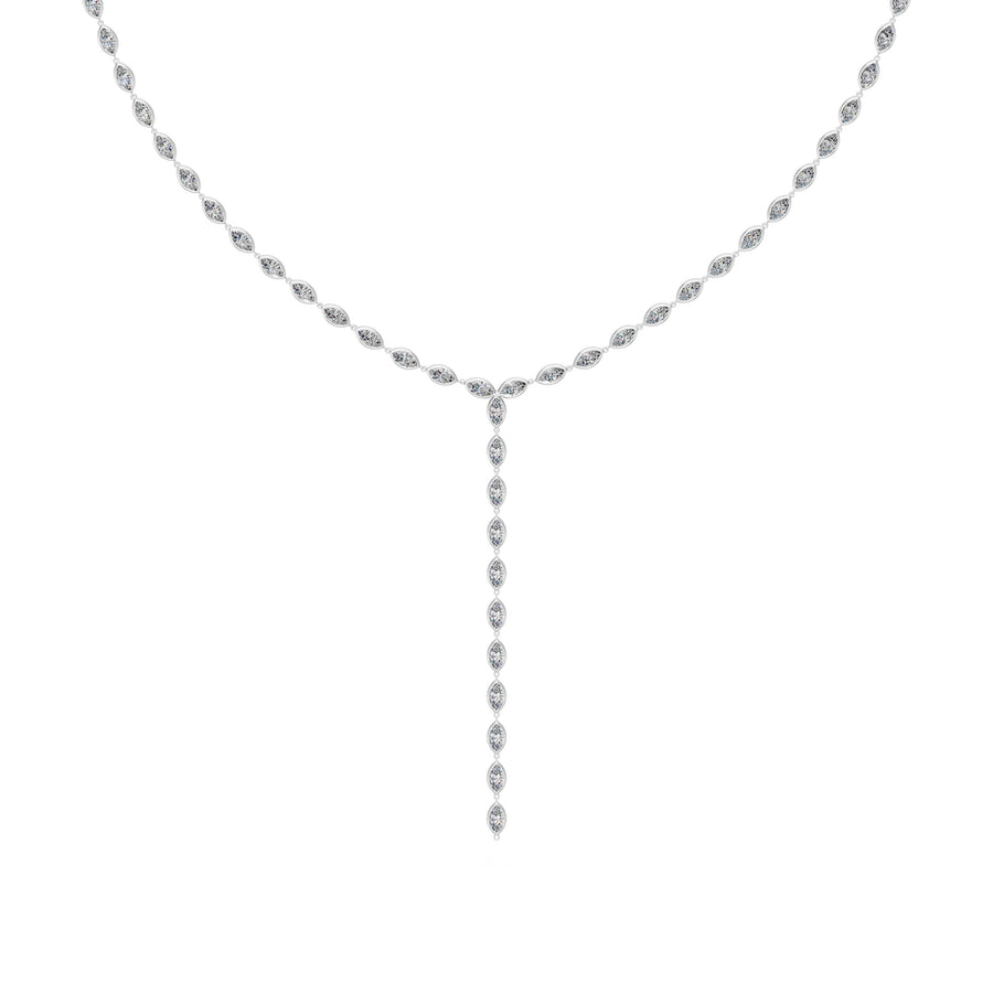 6 Ct Marquise Cut Diamond Lariat Necklace VS1 D-F White Gold 14k