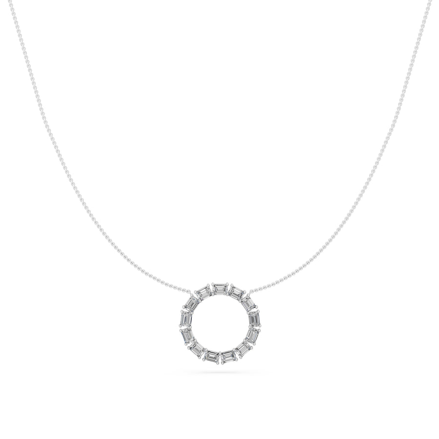 1.85 Ct Emerald Cut Diamond Chain Necklace VS1 D-F White Gold 14k