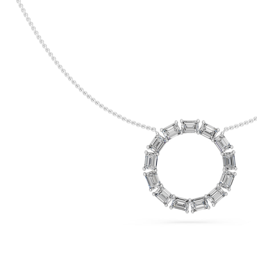 1.85 Ct Emerald Cut Diamond Chain Necklace VS1 D-F White Gold 14k