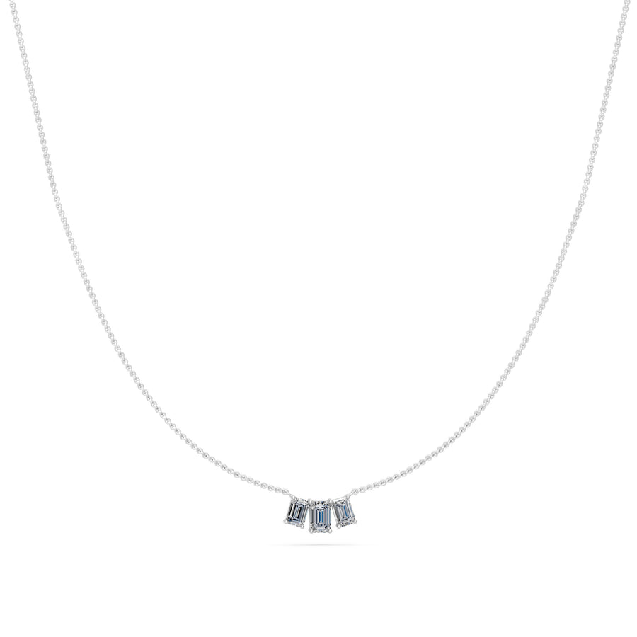 0.55 Ct Emerald Cut Diamond Chain Necklace VS1 D-F White Gold 14k