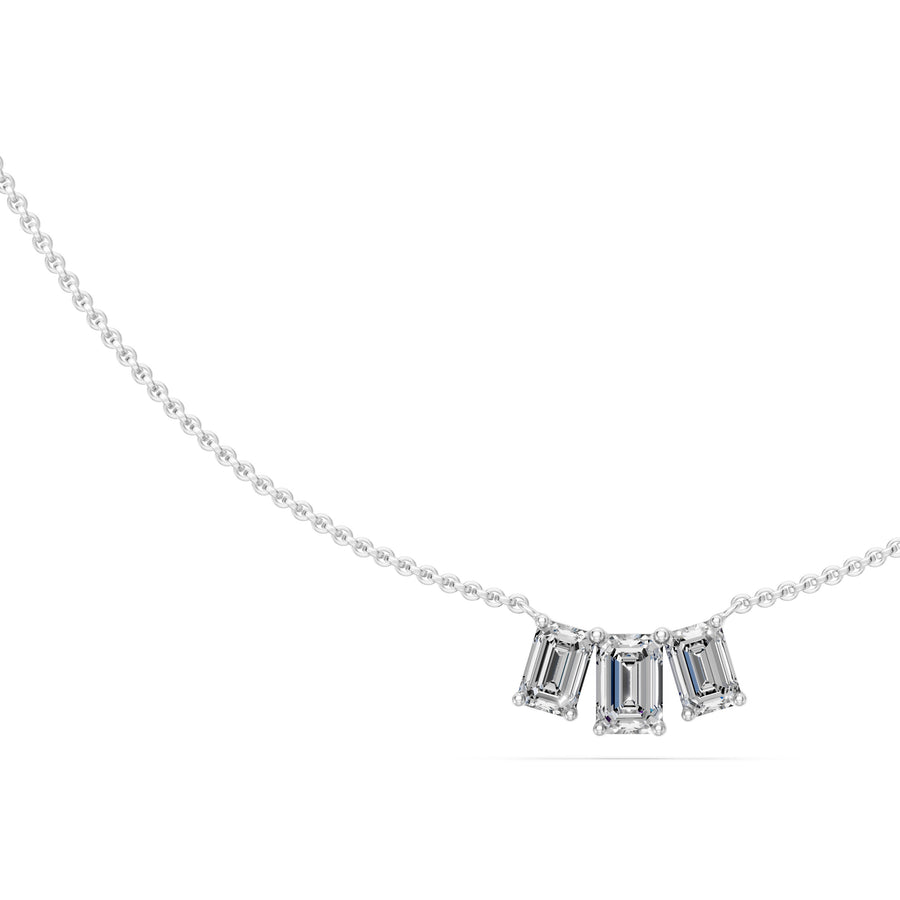 0.55 Ct Emerald Cut Diamond Chain Necklace VS1 D-F White Gold 14k