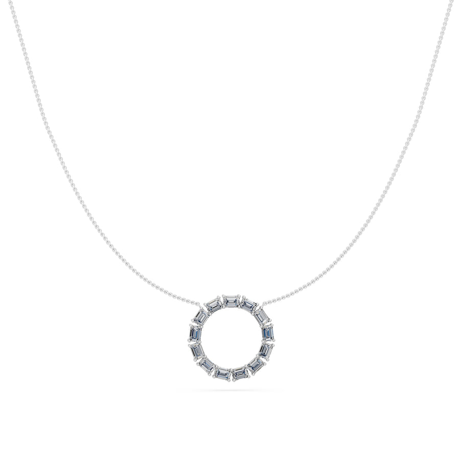 1.85 Ct Emerald Cut Diamond Chain Necklace VS1 D-F White Gold 14k