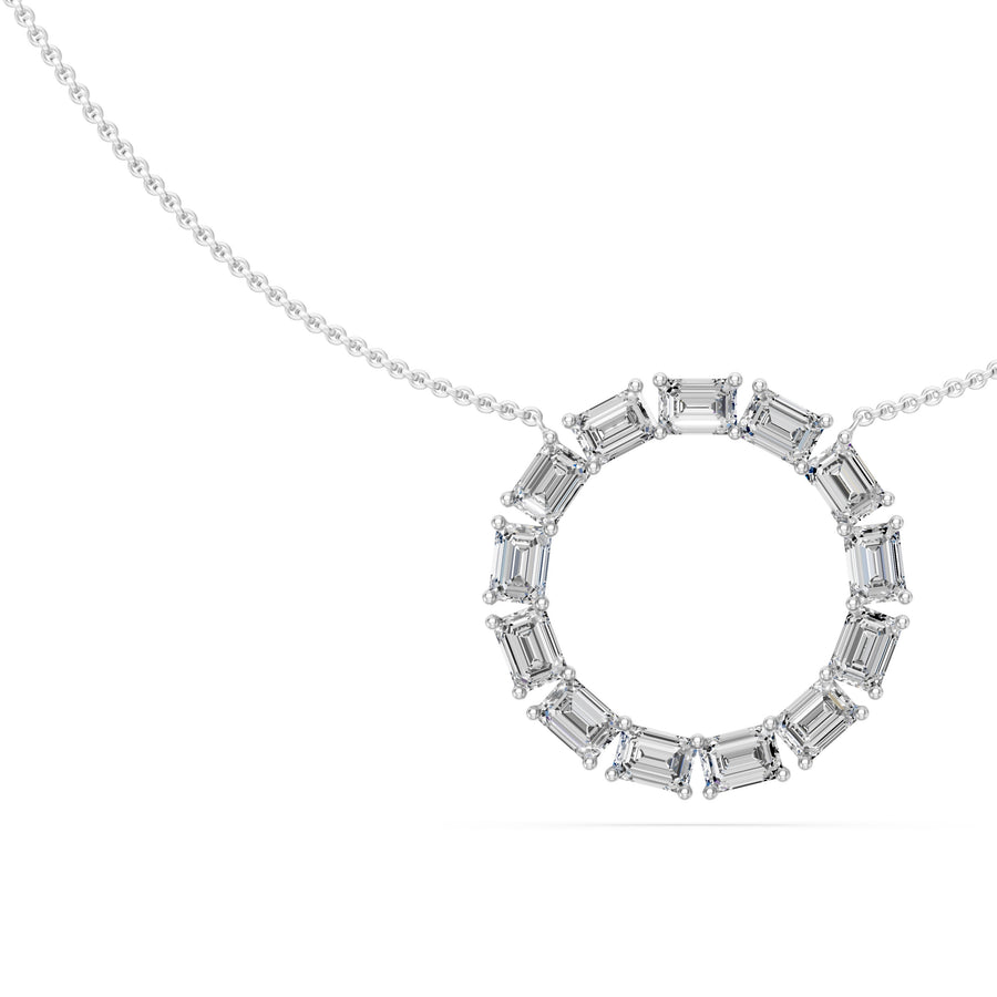 1.85 Ct Emerald Cut Diamond Chain Necklace VS1 D-F White Gold 14k