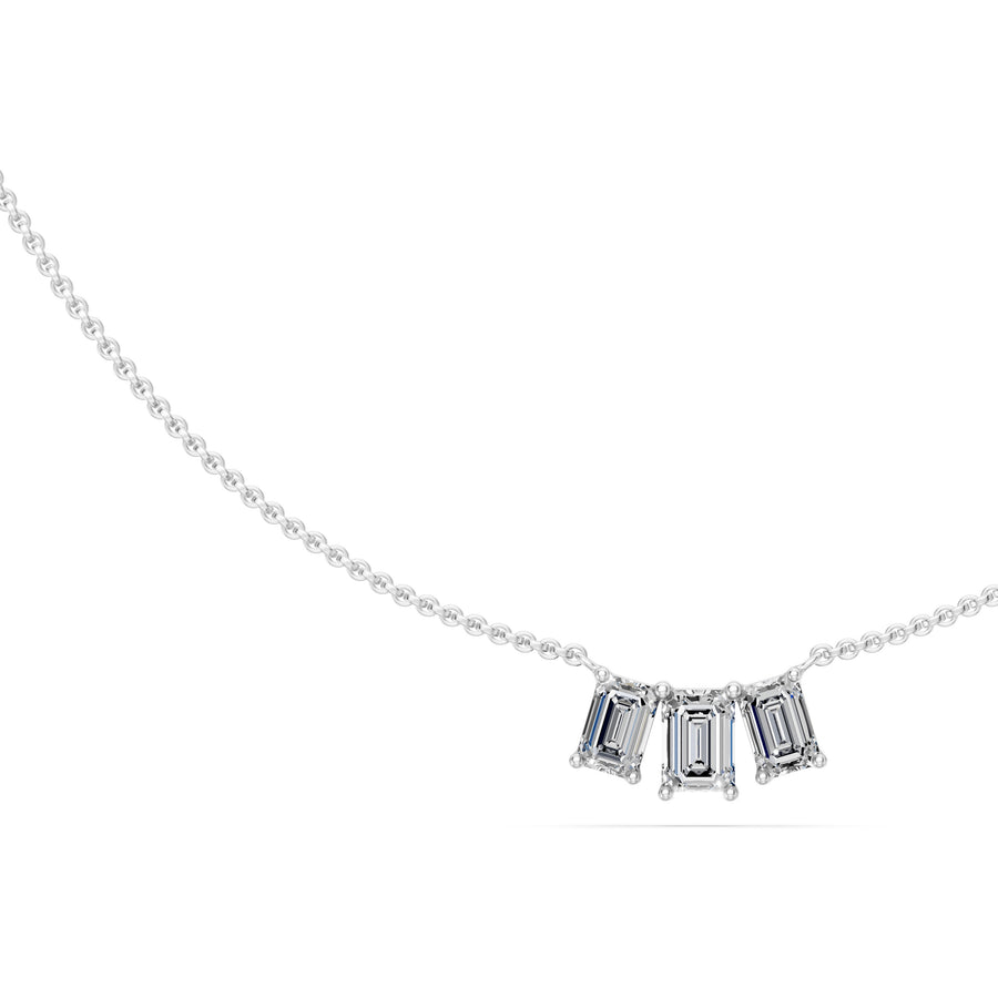 0.5 Ct Emerald Cut Diamond Chain Necklace VS1 D-F White Gold 14k