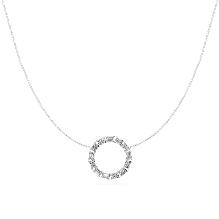 1.9 Ct Emerald Cut Diamond Chain Necklace VS1 D-F White Gold 14k