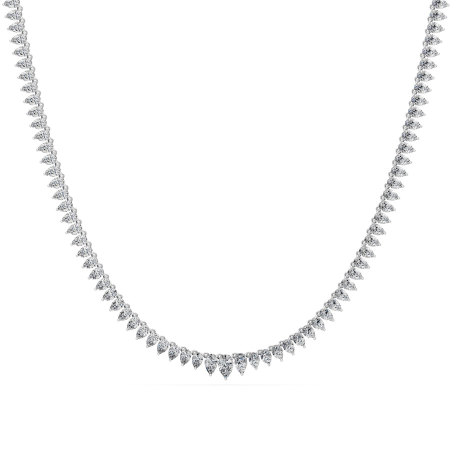 15.3 Ct Pear Cut Diamond Tennis Necklace VS1 D-F White Gold 14k
