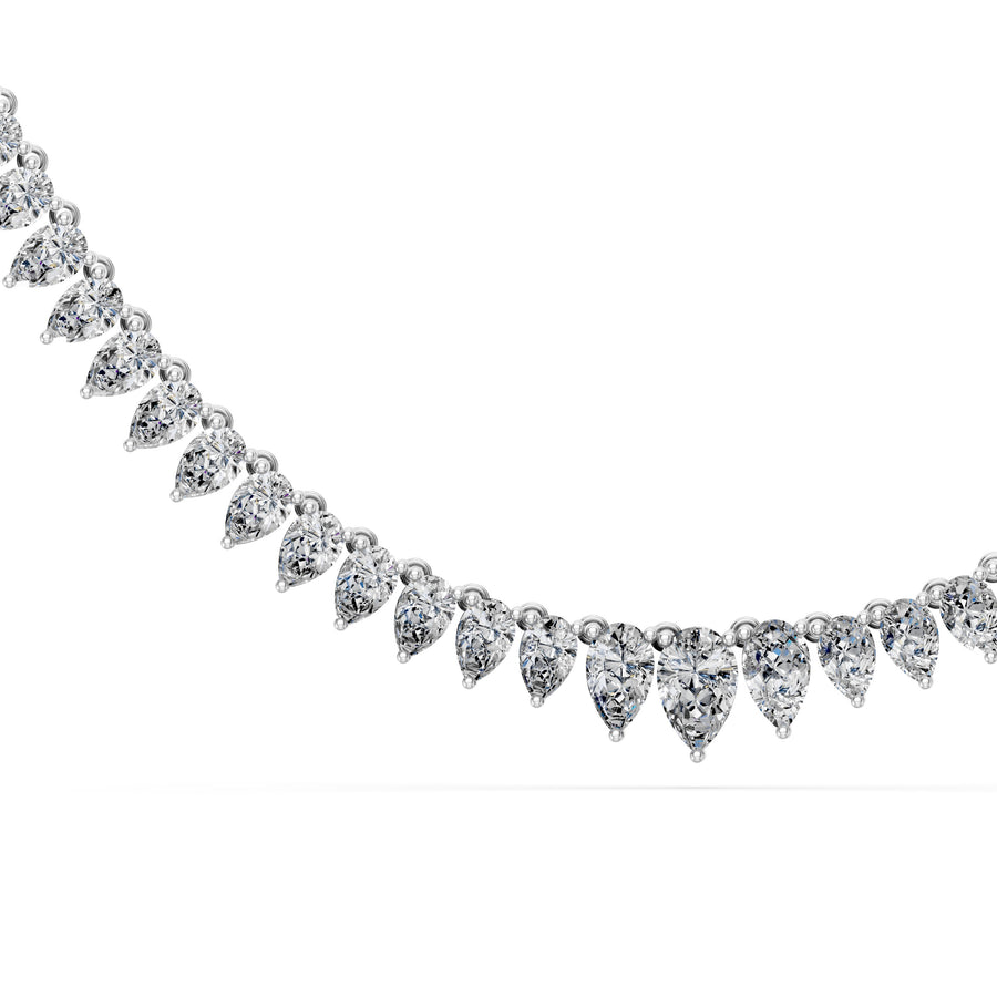 15.3 Ct Pear Cut Diamond Tennis Necklace VS1 D-F White Gold 14k