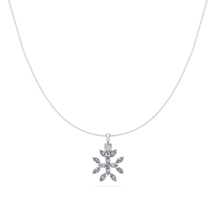 1.4 Ct Marquise Pear Cut Diamond Pendant Necklace VS1 D-F White Gold 14k