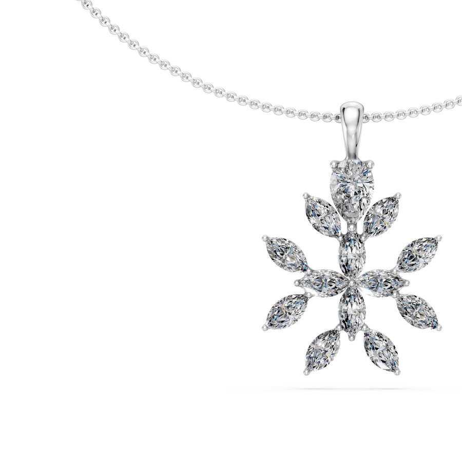 1.4 Ct Marquise Pear Cut Diamond Pendant Necklace VS1 D-F White Gold 14k