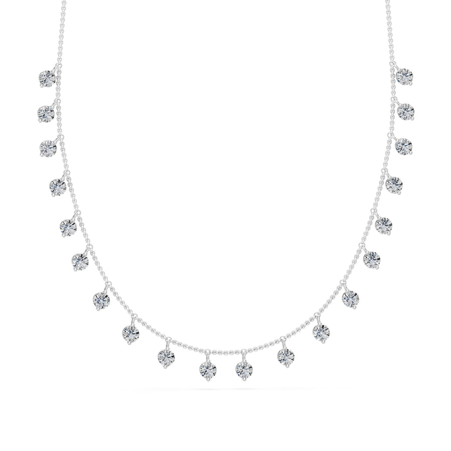 2.2 Ct Round Cut Diamond Chain Necklace VS1 D-F White Gold 14k