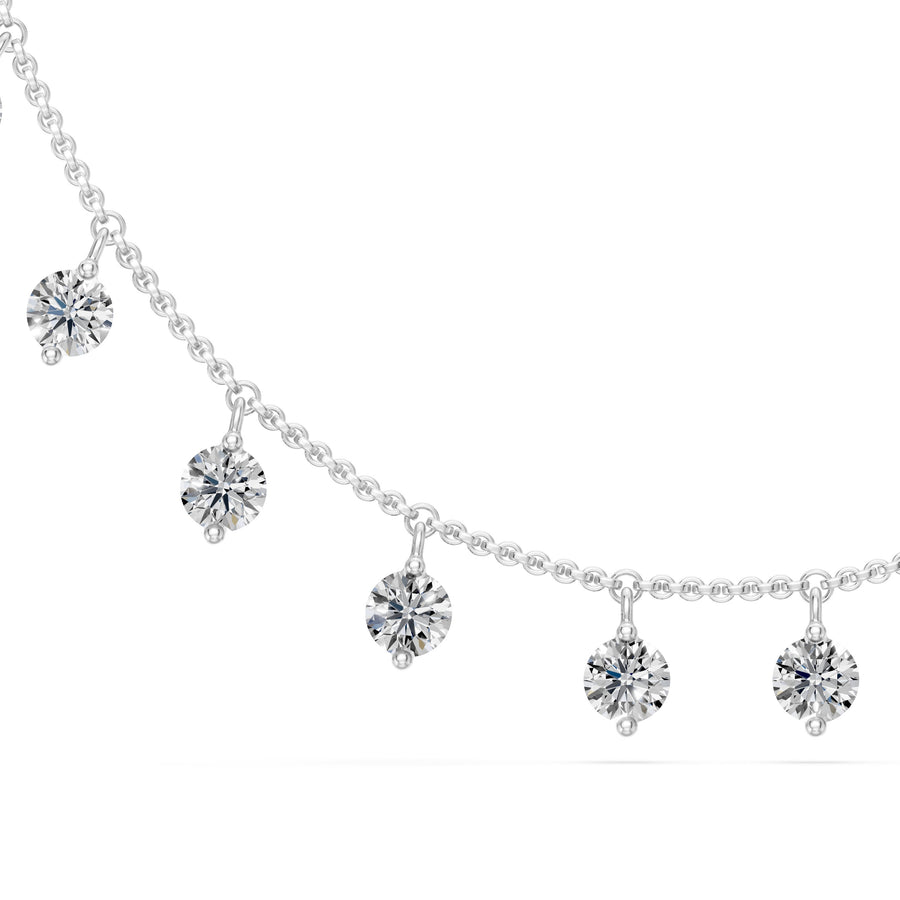2.2 Ct Round Cut Diamond Chain Necklace VS1 D-F White Gold 14k