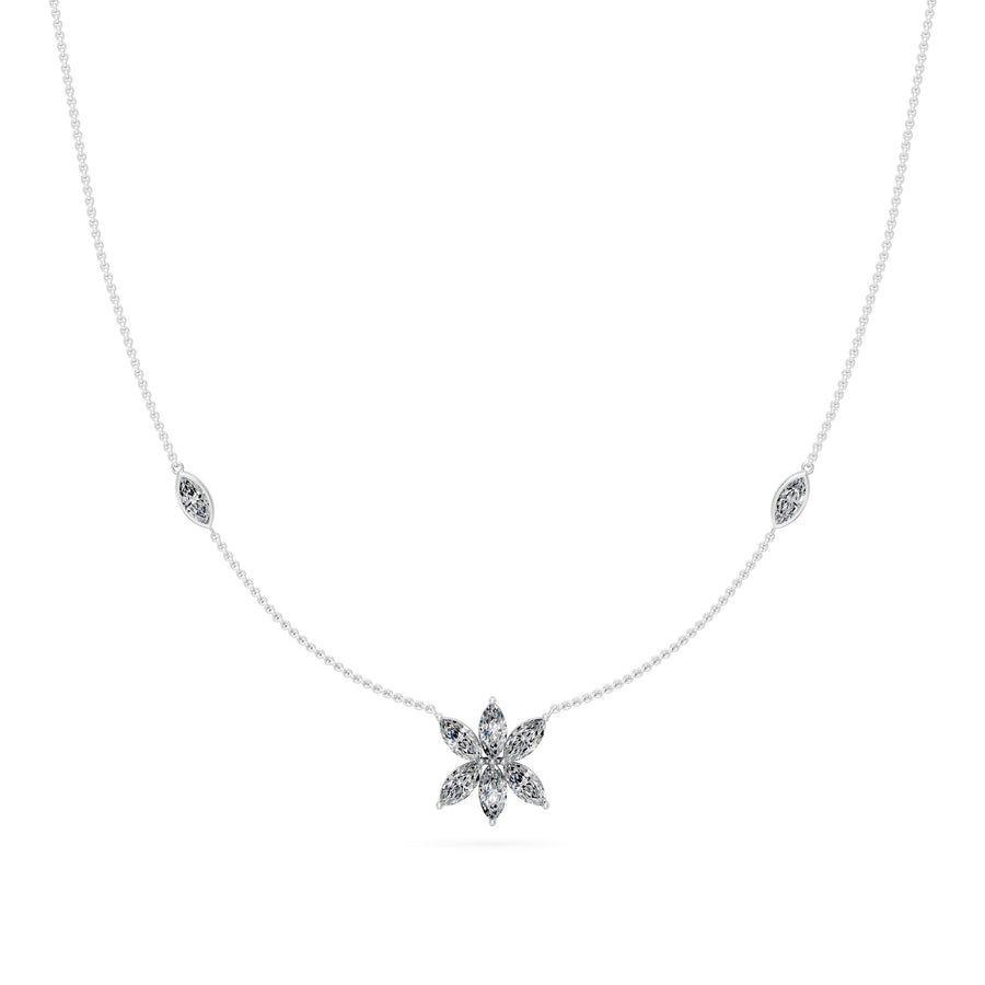 1.05 Ct Marquise Cut Diamond Chain Necklace VS1 D-F White Gold 14k