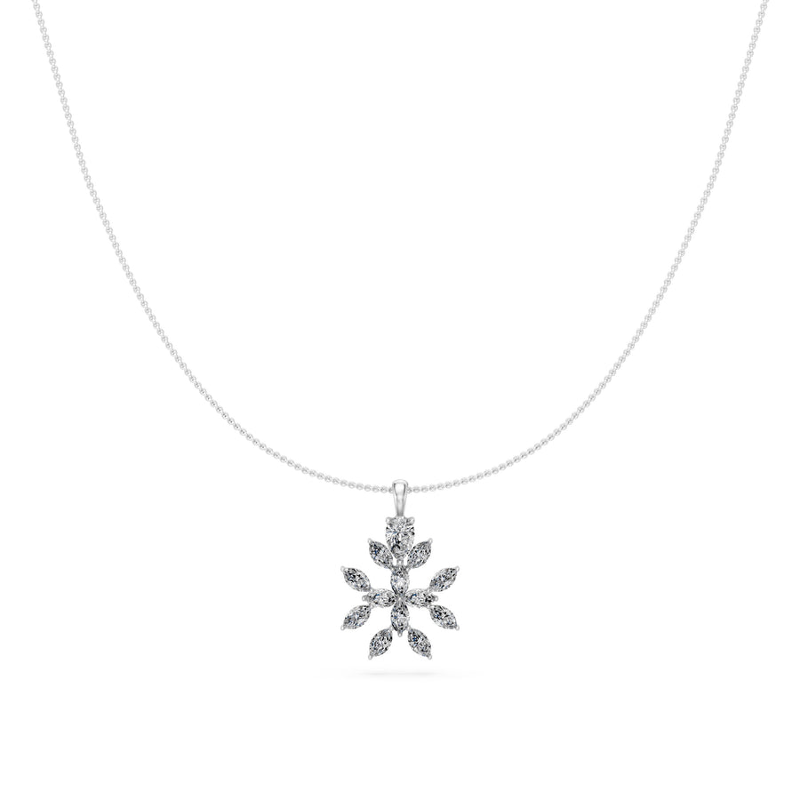 1.45 Ct Marquise Pear Cut Diamond Pendant Necklace VS1 D-F White Gold 14k