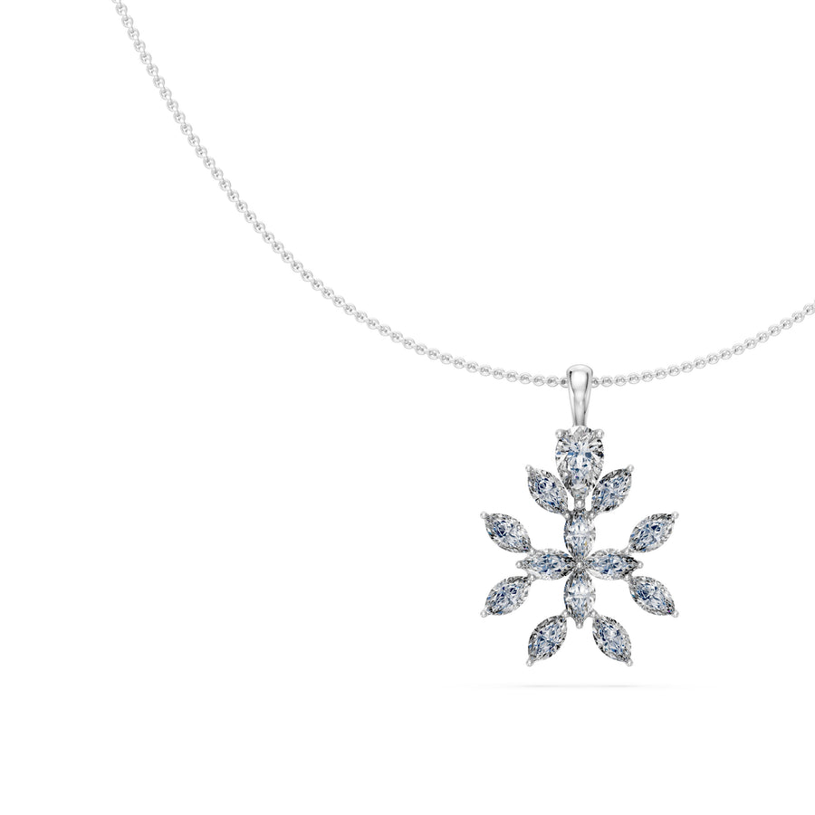1.45 Ct Marquise Pear Cut Diamond Pendant Necklace VS1 D-F White Gold 14k