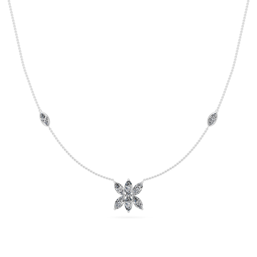 1.25 Ct Marquise Cut Diamond Chain Necklace VS1 D-F White Gold 14k