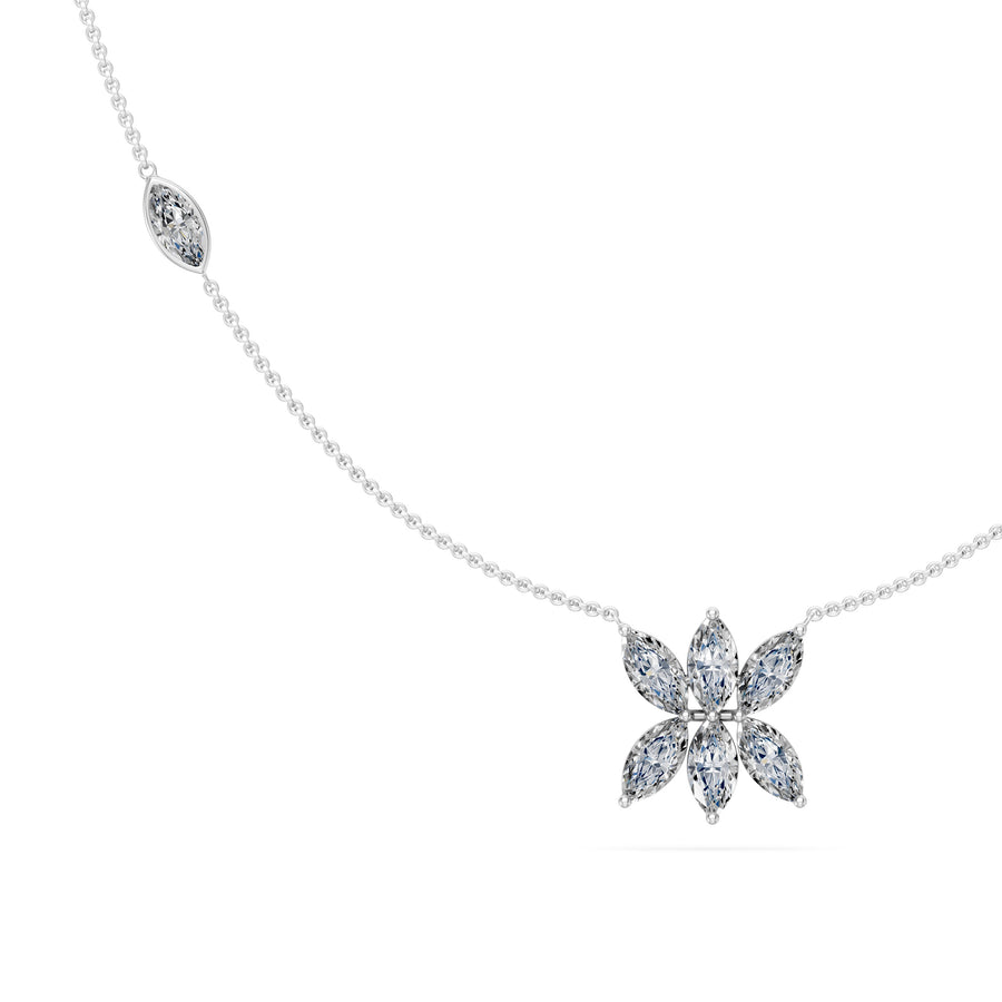 1.25 Ct Marquise Cut Diamond Chain Necklace VS1 D-F White Gold 14k