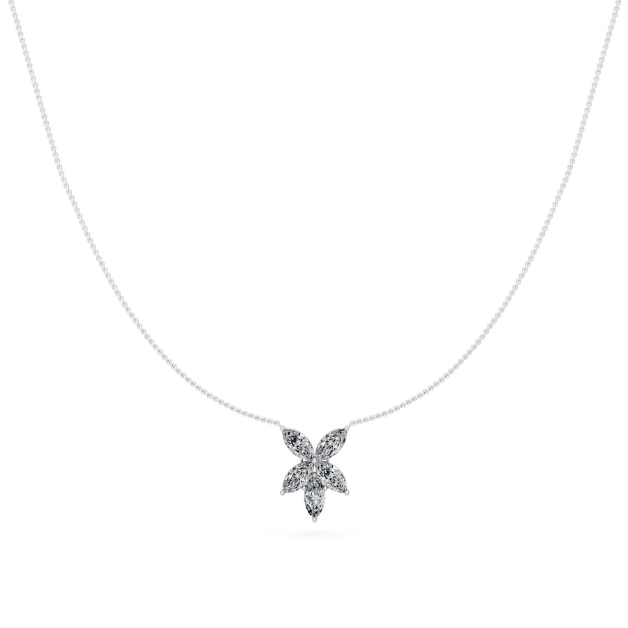 1.25 Ct Marquise Cut Diamond Chain Necklace VS1 D-F White Gold 14k
