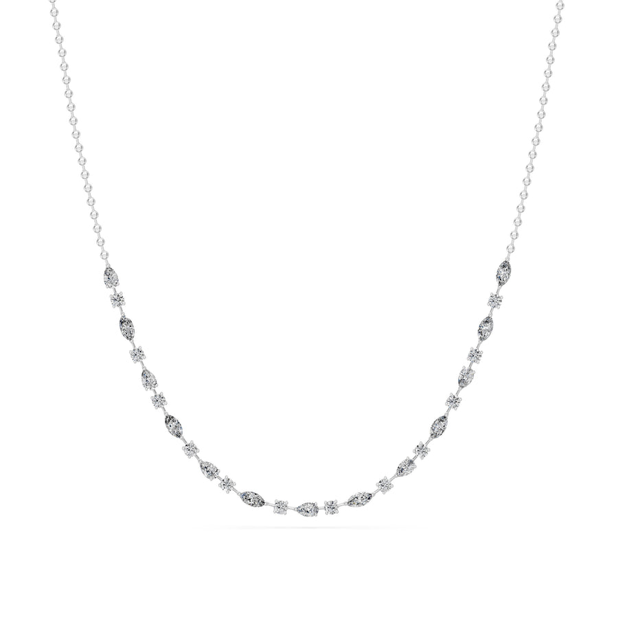 3.95 Ct Round Pear Marquise Cut Diamond Tennis Necklace VS1 D-F White Gold 14k