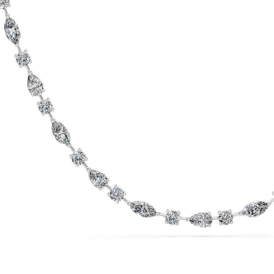 3.95 Ct Round Pear Marquise Cut Diamond Tennis Necklace VS1 D-F White Gold 14k